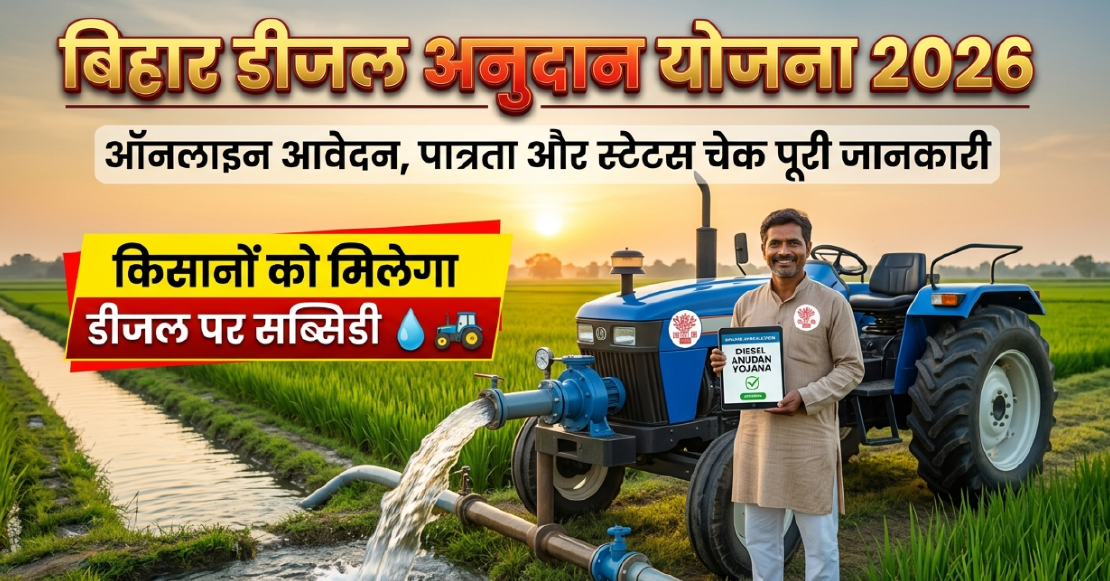 Bihar Diesel Anudan Yojana 2026: डीजल सब्सिडी ऑनलाइन आवेदन, पात्रता और स्टेटस चेक