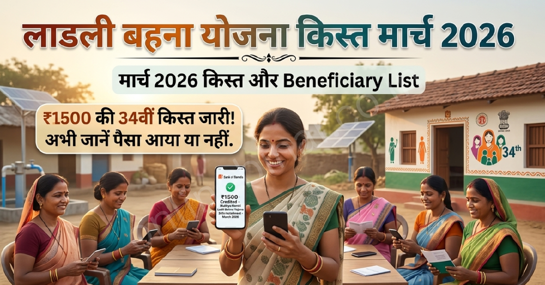 Ladli Behna Yojana Kist March 2026: 34वीं किस्त ₹1500 जारी — स्टेटस चेक करें